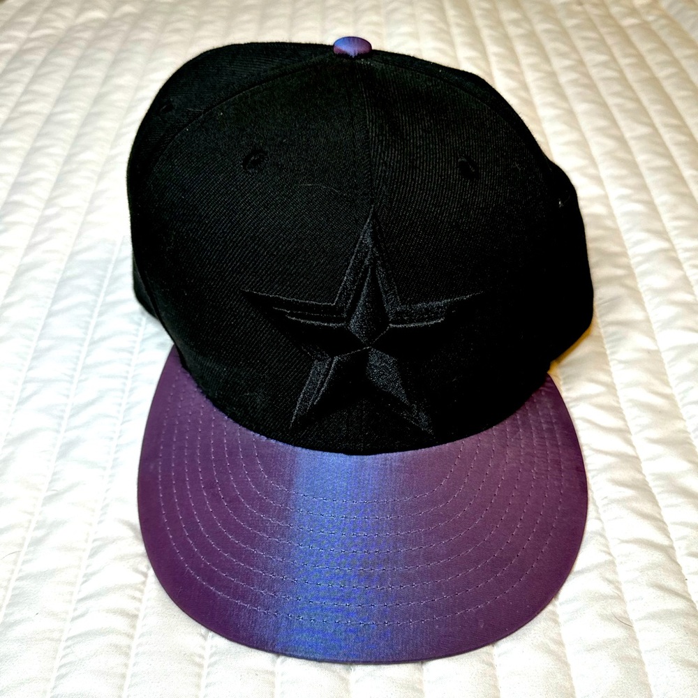 Dallas Cowboys black hat with Iridescent Purple Brim